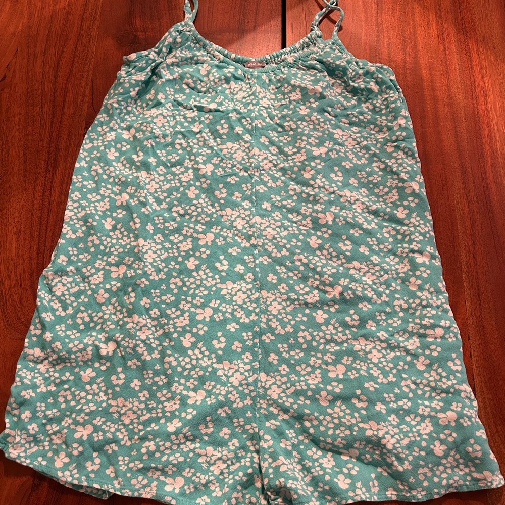 Aerie Teal and White Floral romper